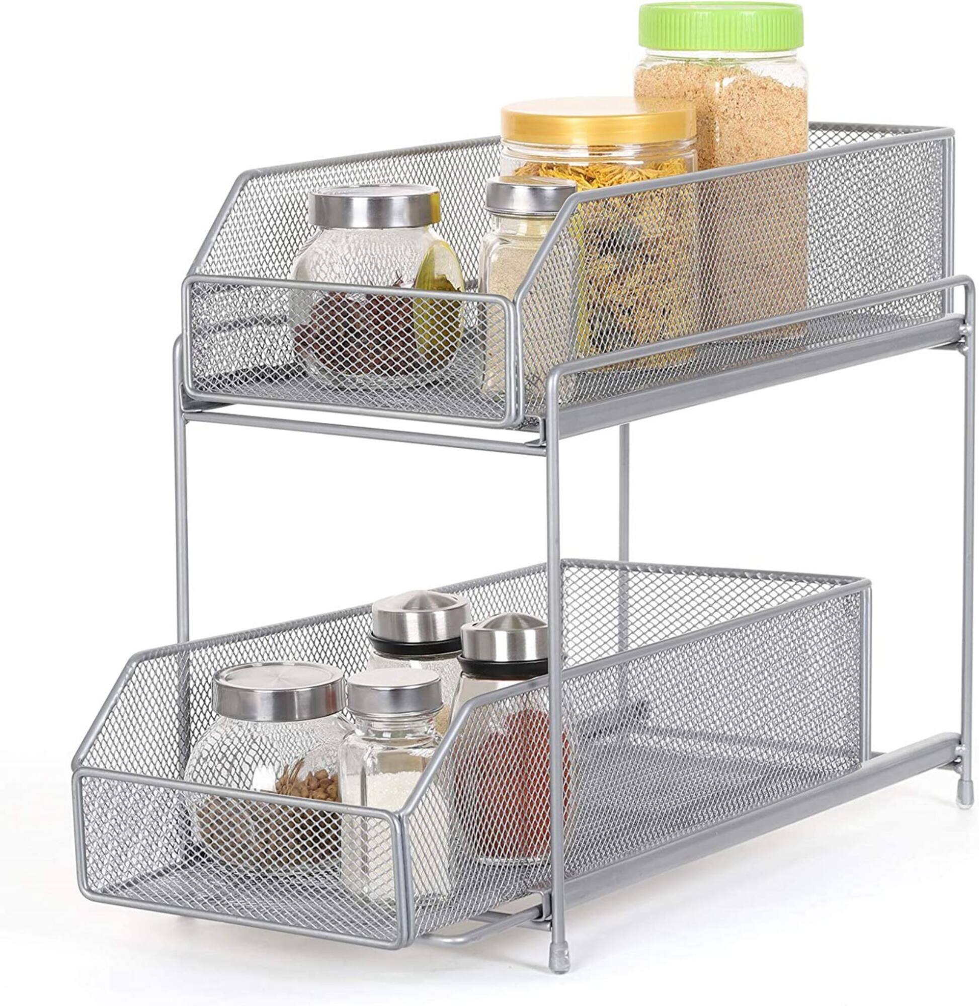 NEX™ Silver 2-Tier Sliding Basket Drawer Organizer